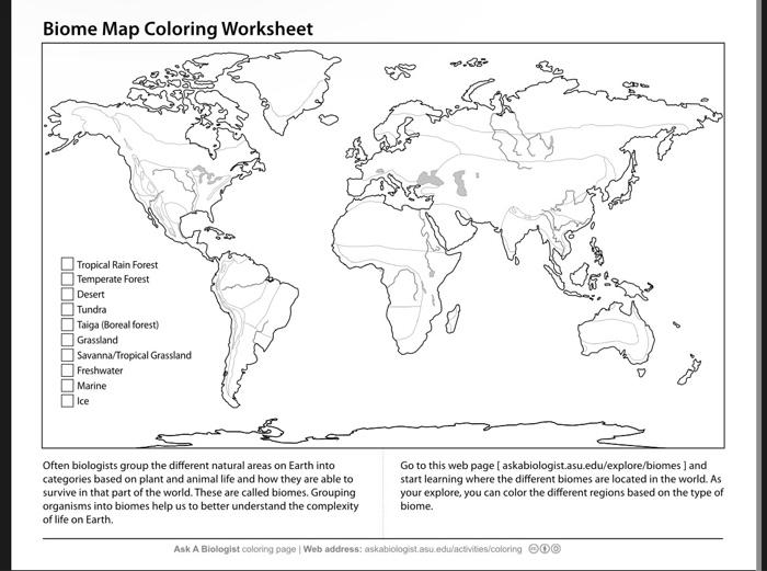 Biome Map Coloring Worksheet Biome Map Coloring Worksheet En Juoooooooo Tropical | Chegg.com