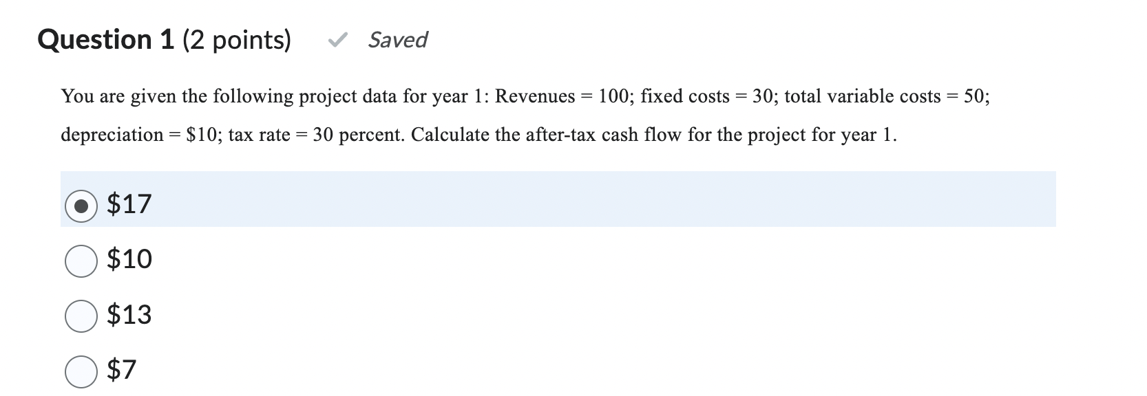 Solved Question 1 (2 ﻿points)You are given the following | Chegg.com