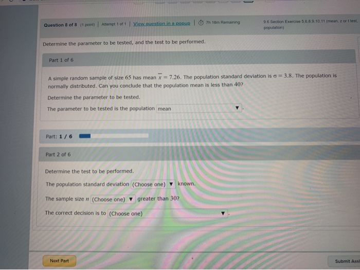 Solved Question 8 of 8 (1 point) Attempt 1 of 1 | View | Chegg.com