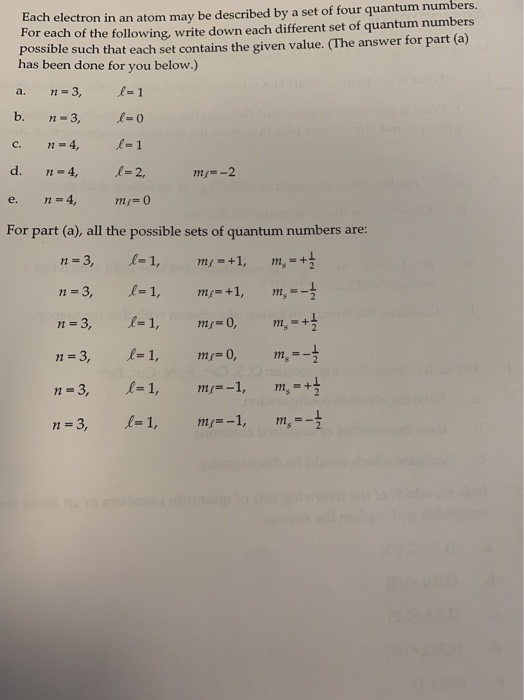 Solved Each electron in an atom may be described by a set of | Chegg.com