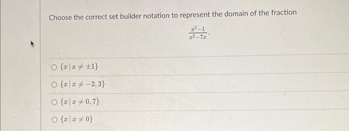 Solved Choose the correct set builder notation to represent | Chegg.com