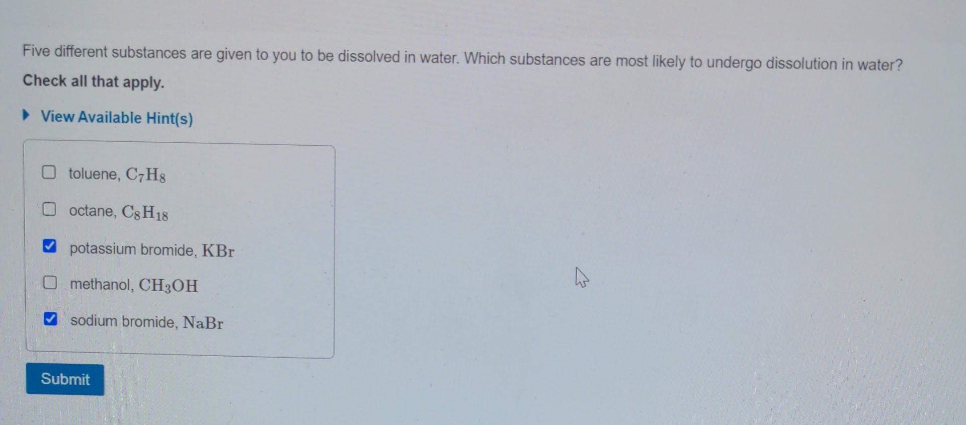 Solved Five different substances are given to you to be