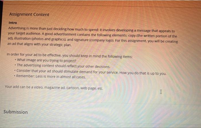 Solved Assignment Content Intro Advertising is more than | Chegg.com