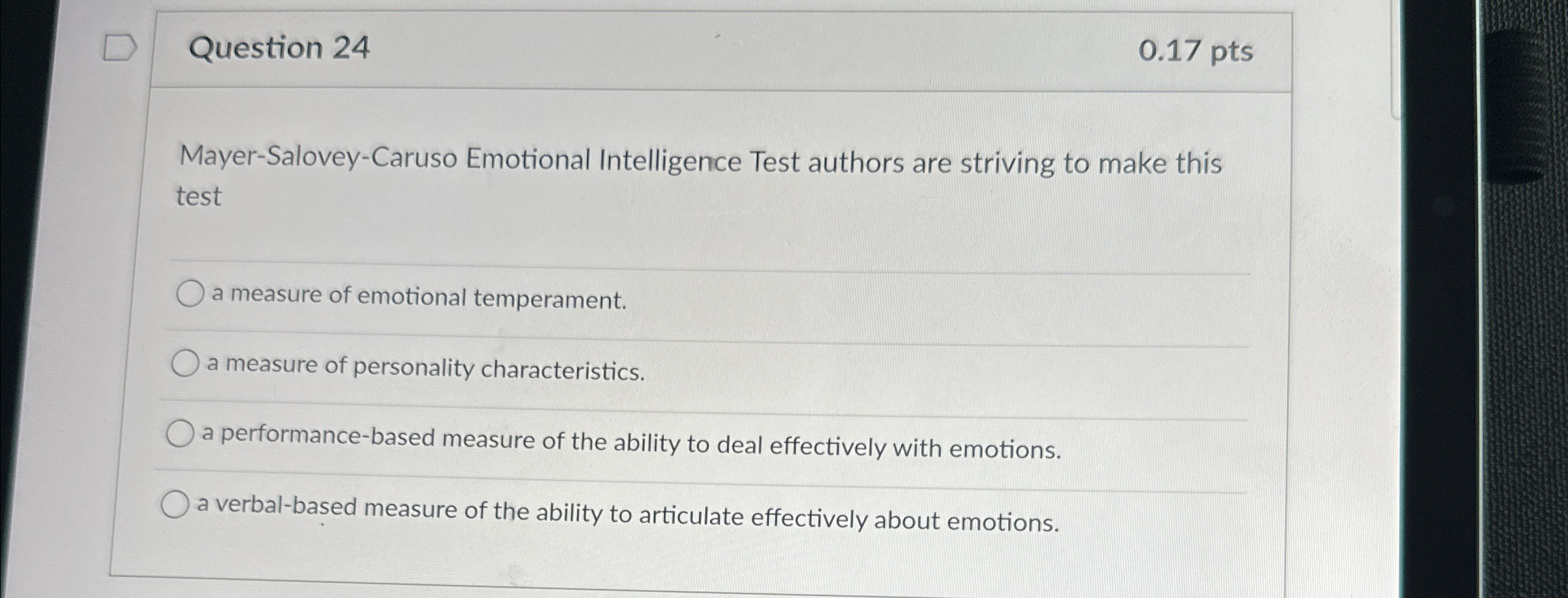 Solved Question 240.17 ﻿ptsMayer-Salovey-Caruso Emotional | Chegg.com