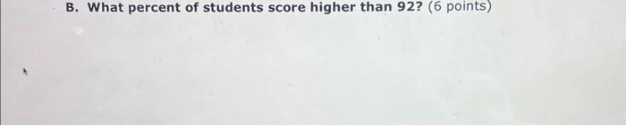 B. What Percent Of Students Score Higher Than 92 ? ( | Chegg.com