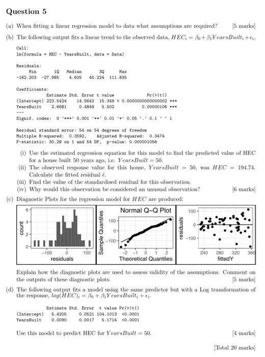 Solved (a) When fitting a linear regression model to data | Chegg.com