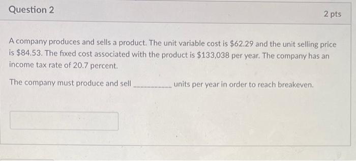 Solved A company produces and sells a product. The unit | Chegg.com