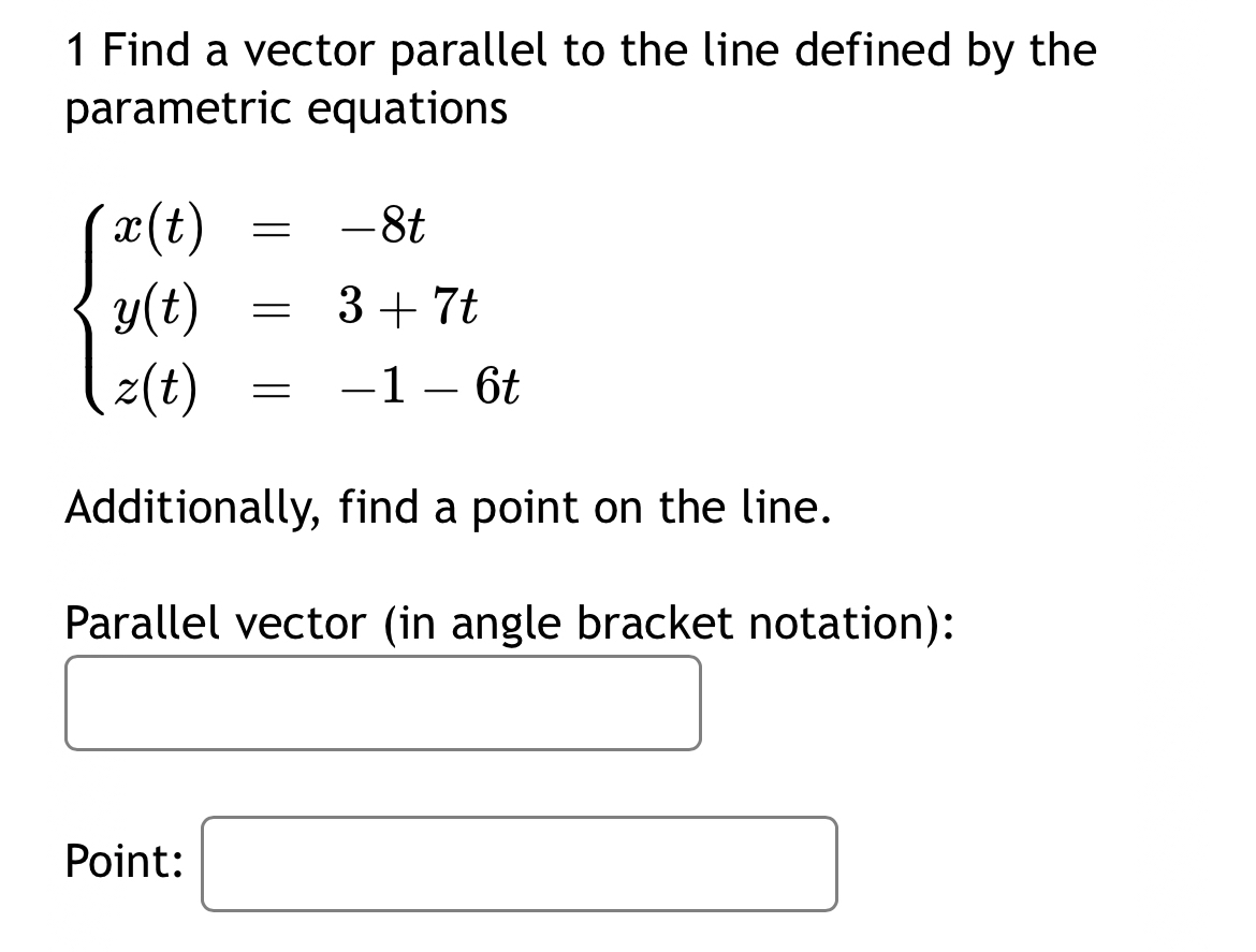 Solved 1 ﻿Find a vector parallel to the line defined by the | Chegg.com