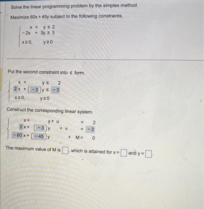 Solved Solve the linear programming problem by the simplex | Chegg.com