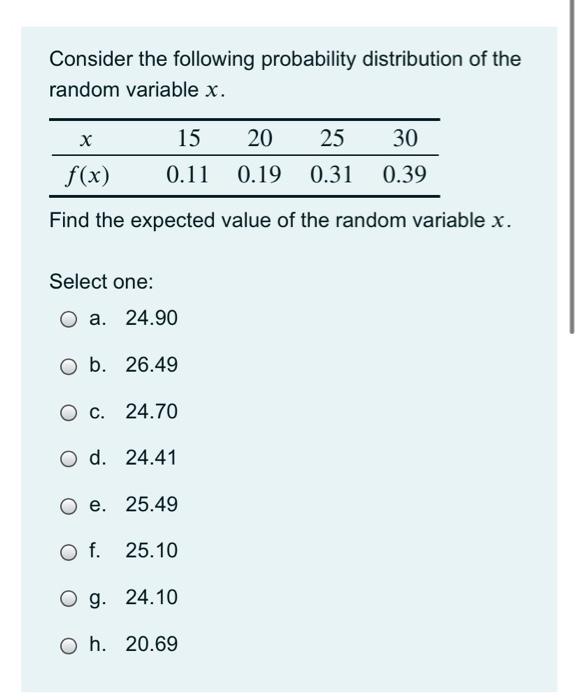 Solved Consider the following probability distribution of | Chegg.com