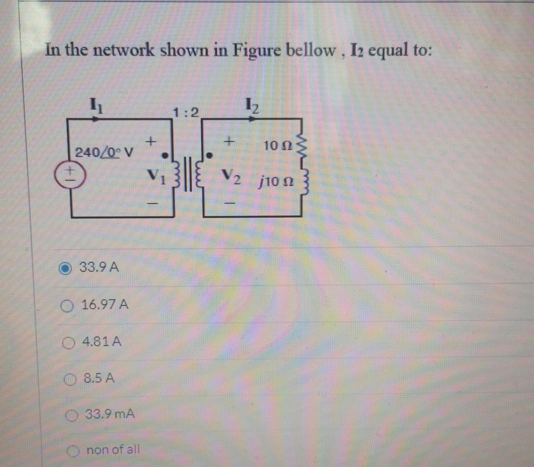 Solved In the network shown in Figure bellow , 12 equal to: | Chegg.com