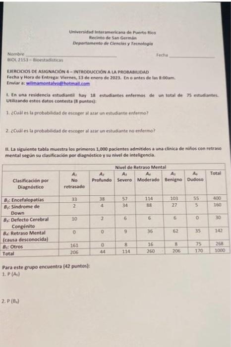 Univerilad interamericana de Puerto Alico Mecinto de San Germin Drpartiamente de Cienclas y fernologia Nombre 80. 2153 - fioe