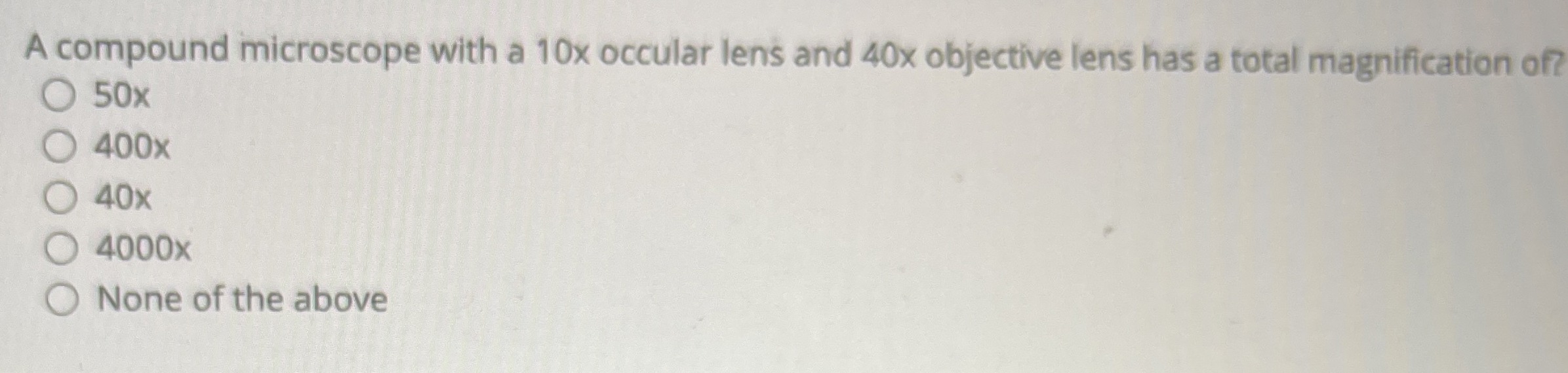 Solved A compound microscope with a 10× ﻿occular lens and | Chegg.com
