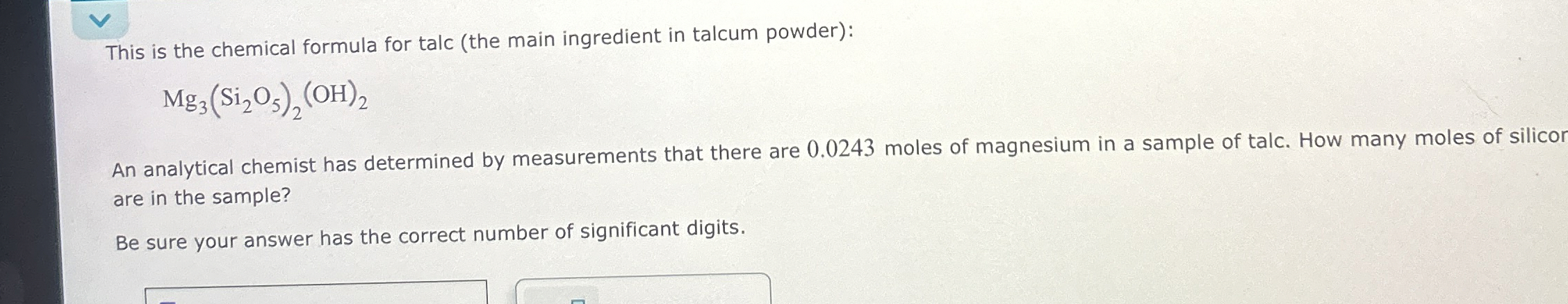 This is the chemical formula for talc (the main | Chegg.com