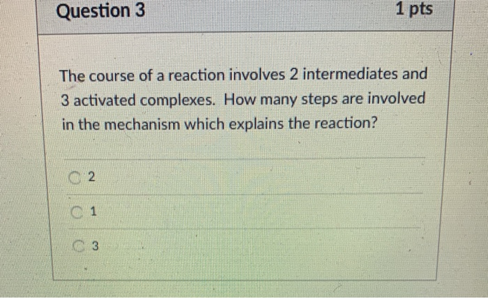 Solved Question 3 1 pts The course of a reaction involves 2 | Chegg.com