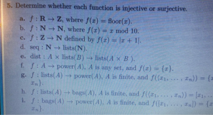 Solved 3 Determine Whether Each Function Is Injective Or Chegg Com