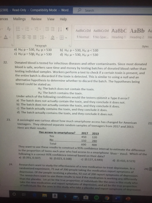 Solved Ences Mailings Review View Help A 21 AaBbCcDd | Chegg.com