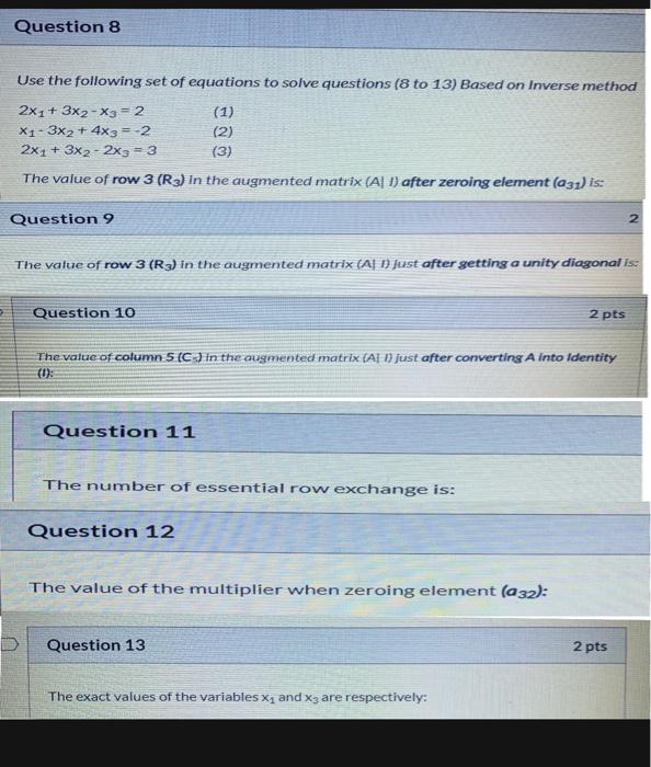 Solved Question 8 Use the following set of equations to | Chegg.com