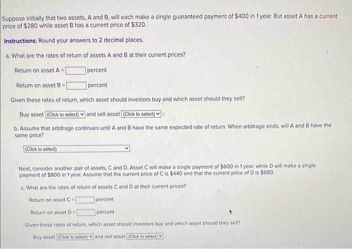 Solved Suppose Initially That Two Assets, A And B, Will Each | Chegg.com