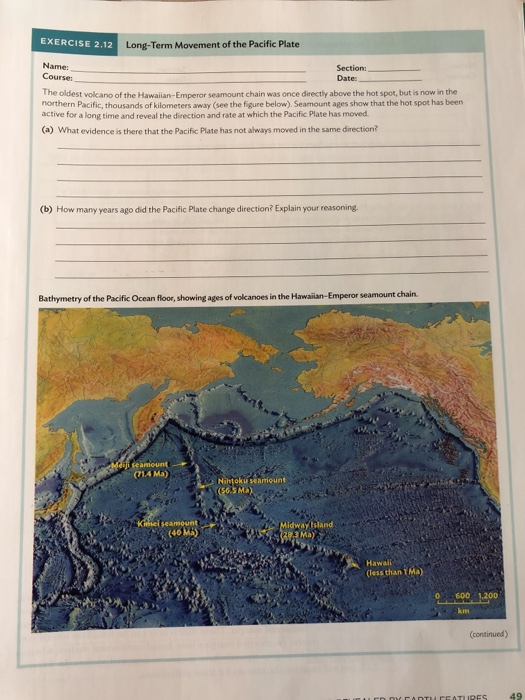 Solved EXERCISE 2.12 Long-Term Movement of the Pacific Plate | Chegg.com