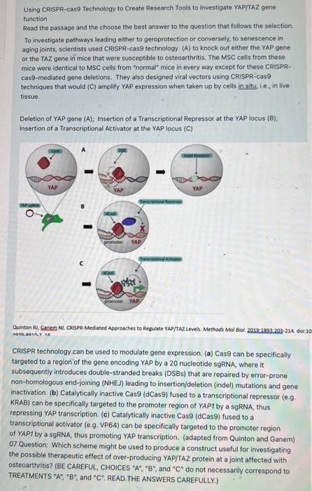 Solved Using CRISPR-cas9 Technology to Create Research Tools | Chegg.com