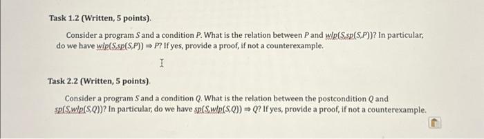 Solved Task 1.2 (Written, 5 points). Consider a program S | Chegg.com