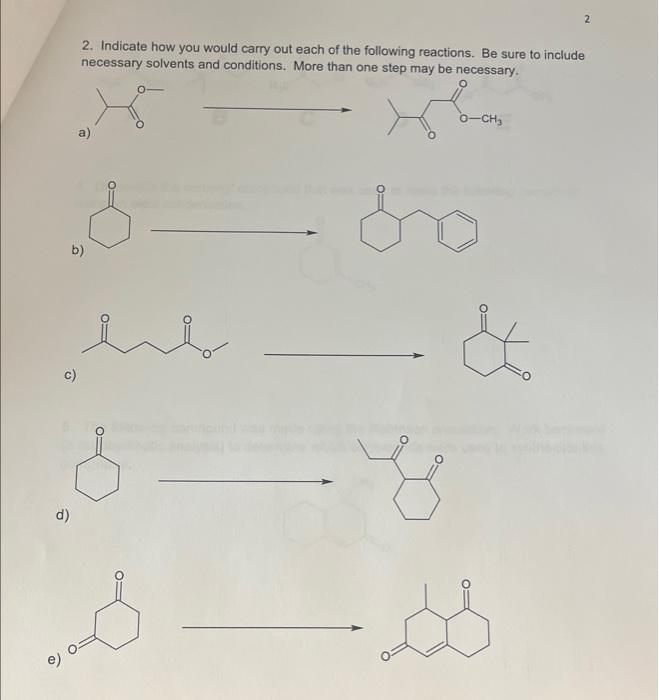 Solved 2. Indicate how you would carry out each of the | Chegg.com