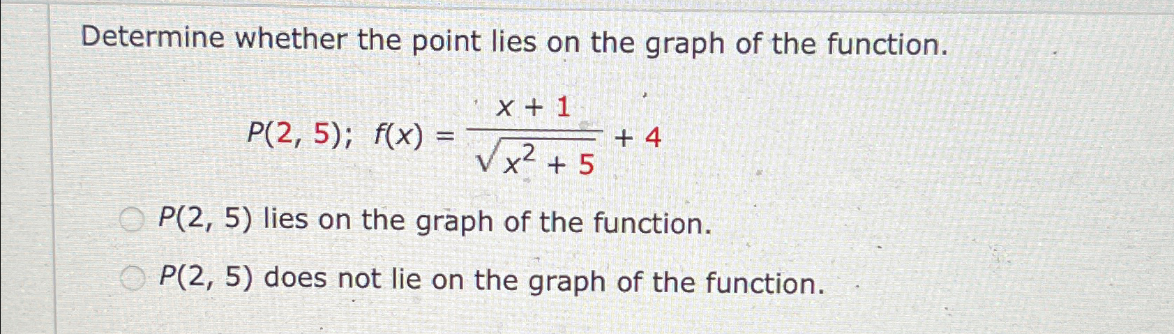 Solved Determine Whether The Point Lies On The Graph Of The | Chegg.com