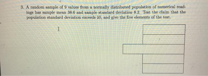 Solved 3. A random sample of 9 values from a normally | Chegg.com