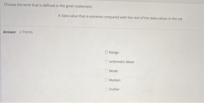 Solved Choose the term that is defined in the given | Chegg.com