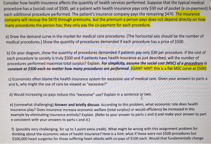 Solved Consider how health insurance affects the quantity of | Chegg.com