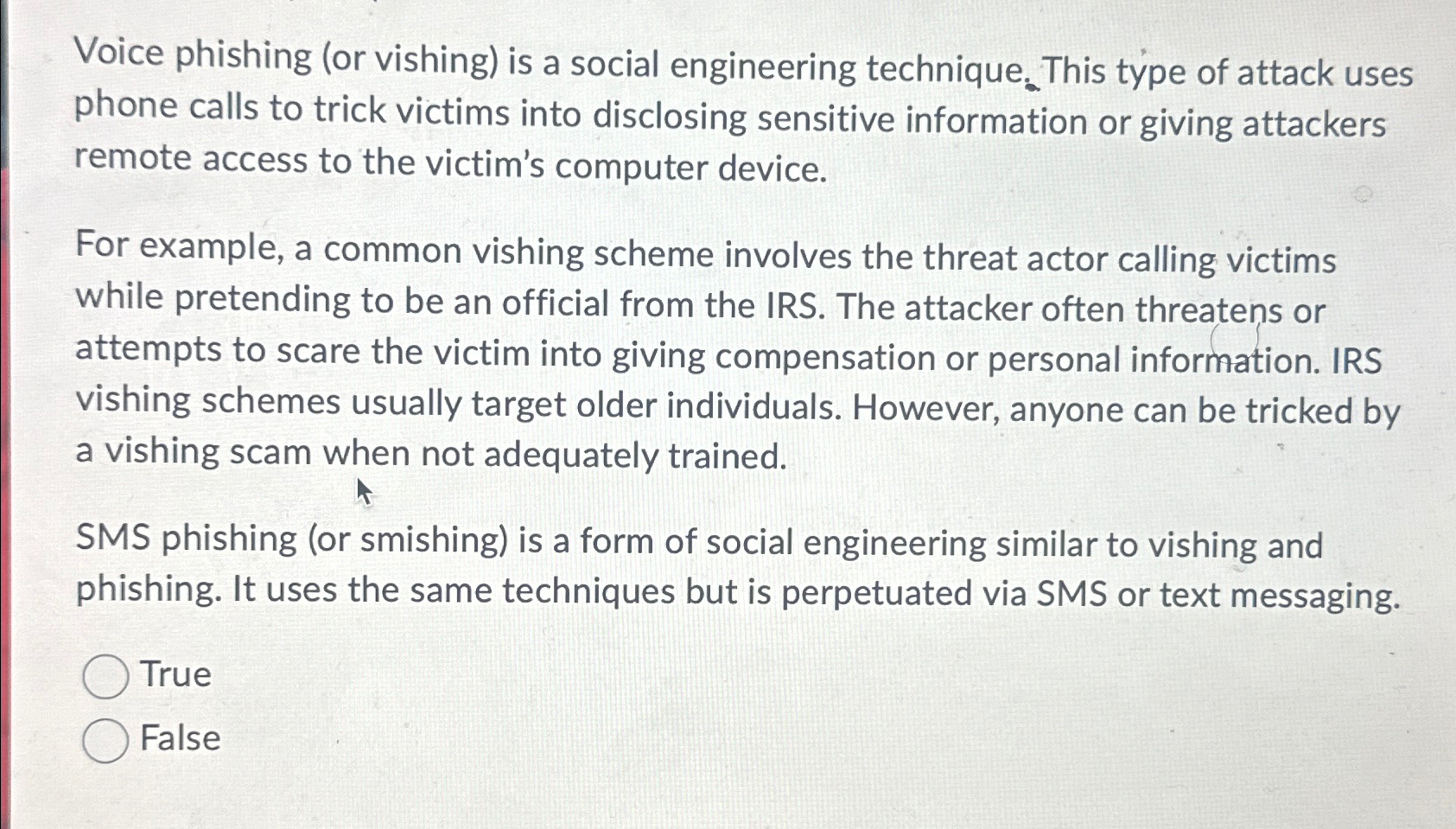 Solved Voice Phishing (or Vishing) ﻿is A Social Engineering | Chegg.com