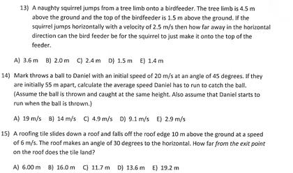 Solved A Naughty Squirrel Jumps From A Tree Limb Onto A B
