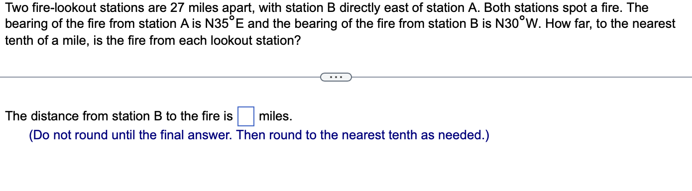 Solved Two Fire-lookout Stations Are 27 ﻿miles Apart, With | Chegg.com