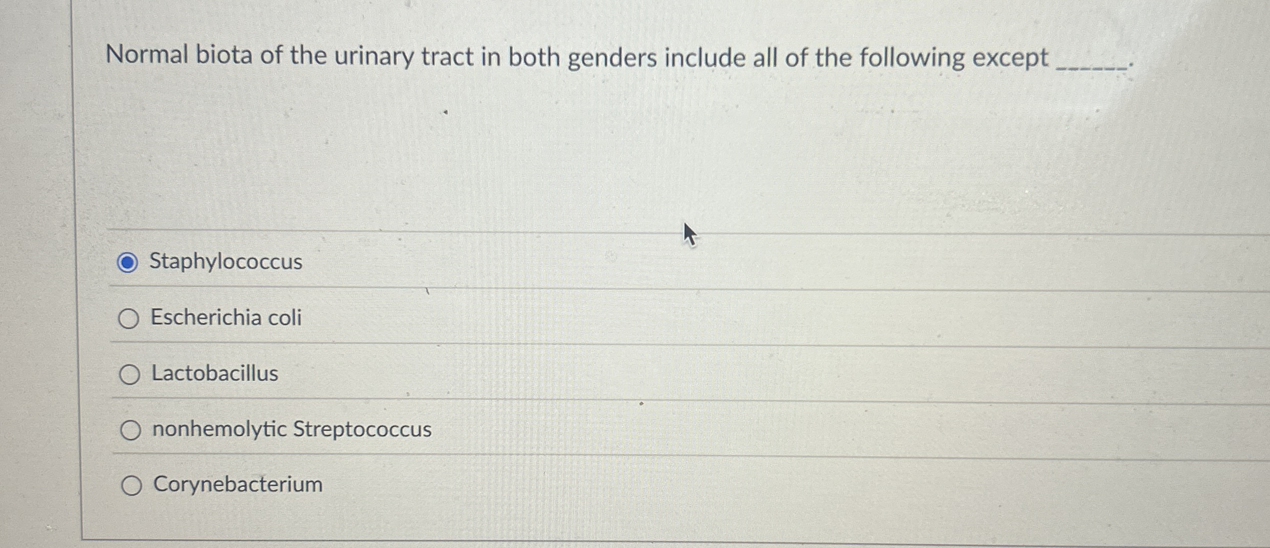 Solved Normal biota of the urinary tract in both genders | Chegg.com