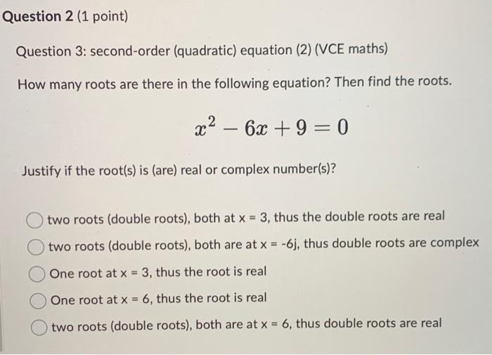 find roots of second order equation