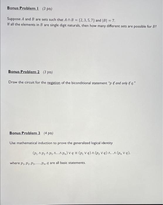 Solved Bonus Problem I (3 pts) Suppose A and B are sets such | Chegg.com