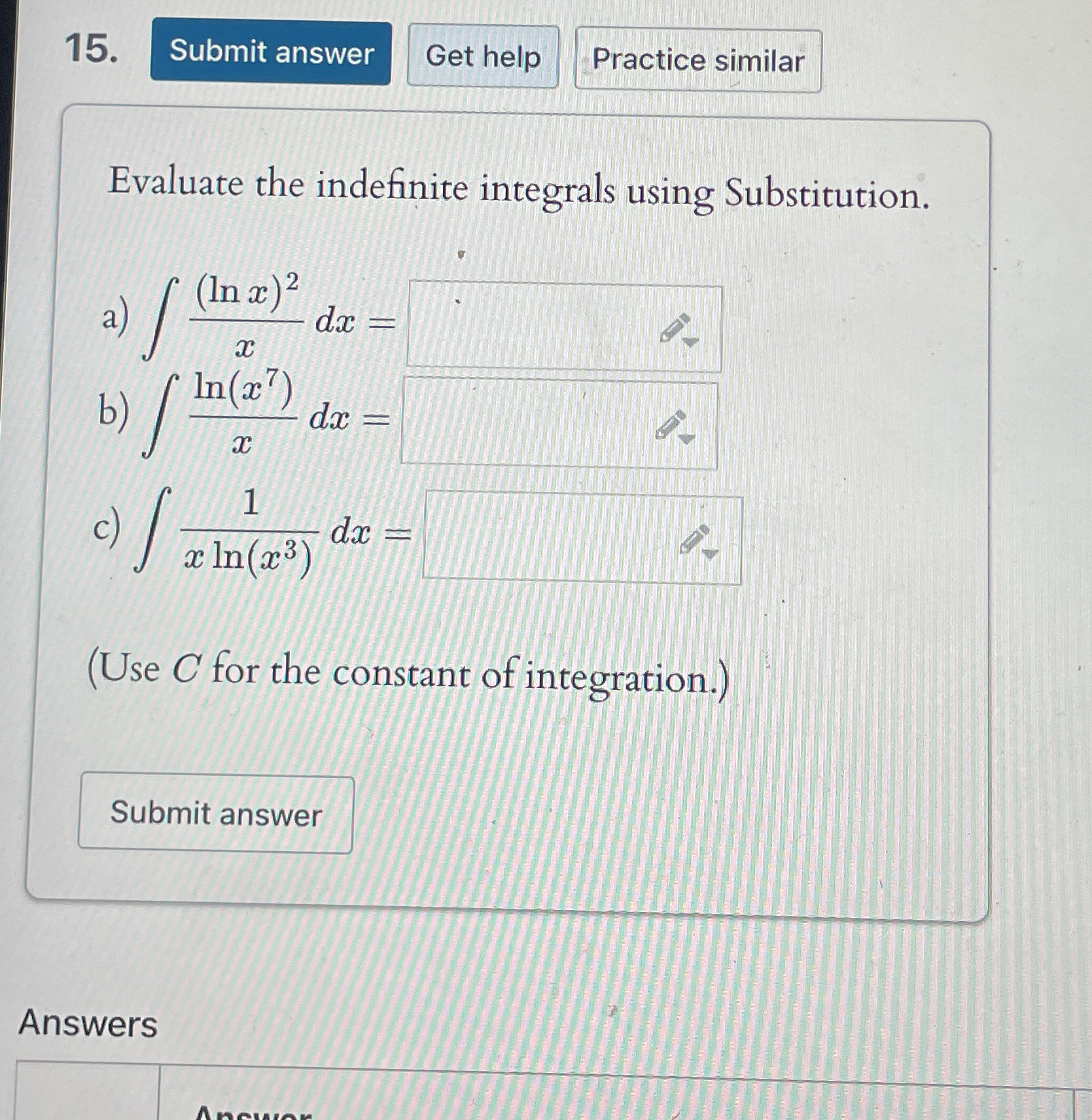 Solved Evaluate the indefinite integrals using | Chegg.com