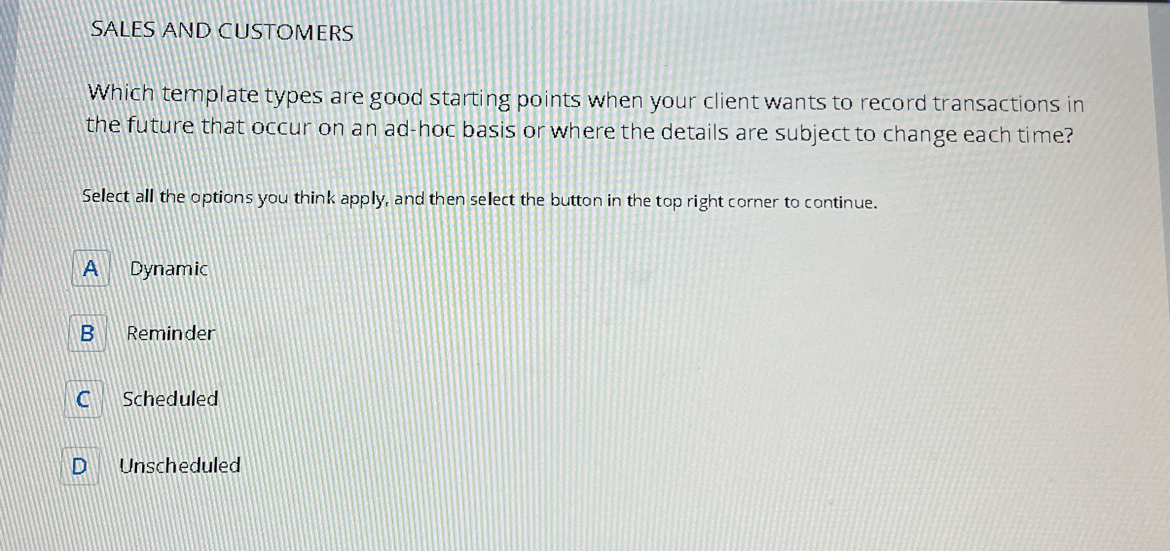 Solved SALES AND CUSTOMERSWhich template types are good | Chegg.com