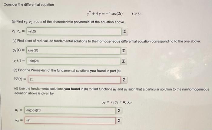 Solved Consider the differential equation y + 4y = -4 | Chegg.com