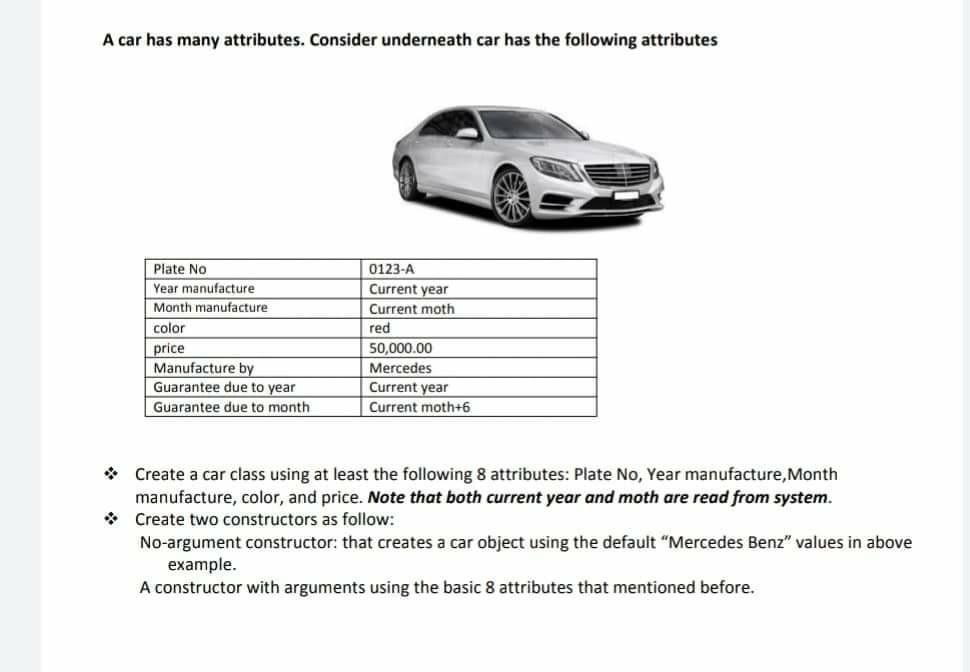 Solved A car has many attributes. Consider underneath car | Chegg.com