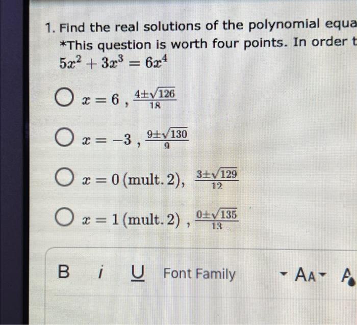 real and complex solutions of a polynomial equation