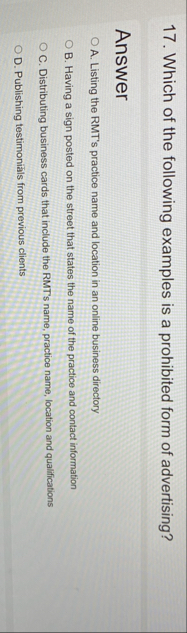 Solved Which of the following examples is a prohibited form | Chegg.com