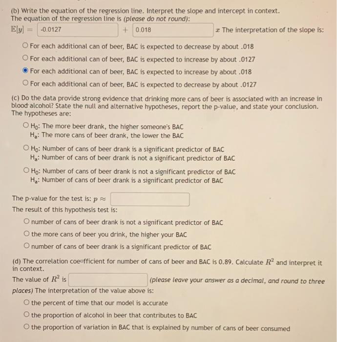 Solved 7.36 Beer and blood alcohol content Many people