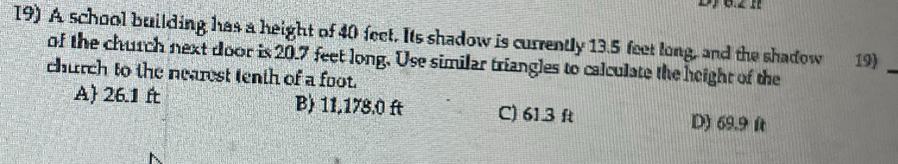 Solved A school building has a height of 40 ﻿feet. Its | Chegg.com