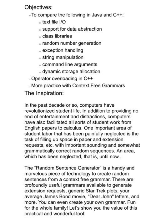 comparing the file dates | object oriented... Objectives: • To compare the following in Java and | Chegg.com