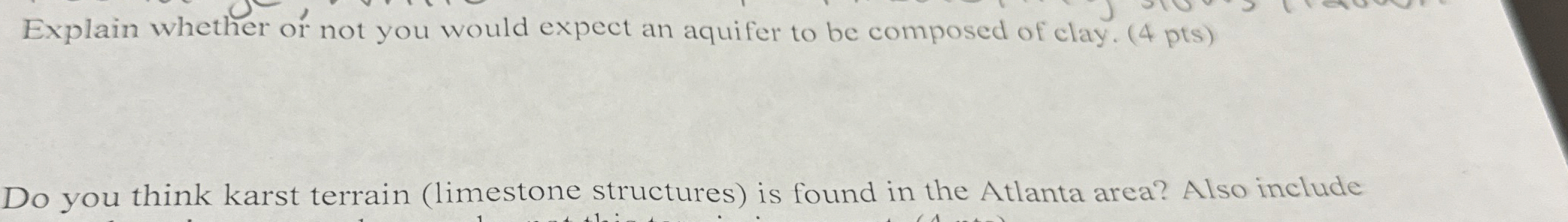 Solved Explain whether or not you would expect an aquifer to | Chegg.com