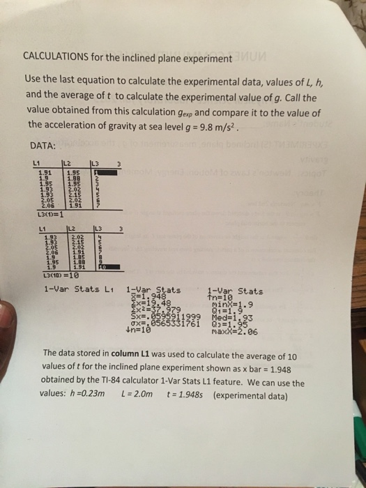 Solved CALCULATIONS The experimental value for the