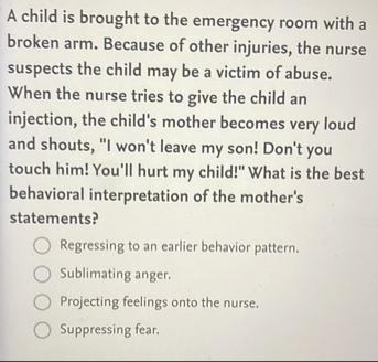 Solved A child is brought to the emergency room with a | Chegg.com