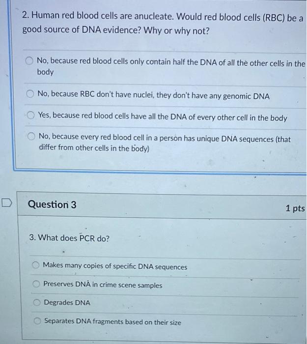 Solved 2. Human red blood cells are anucleate. Would red | Chegg.com